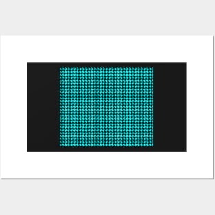 Black and Turquoise Houndstooth Posters and Art